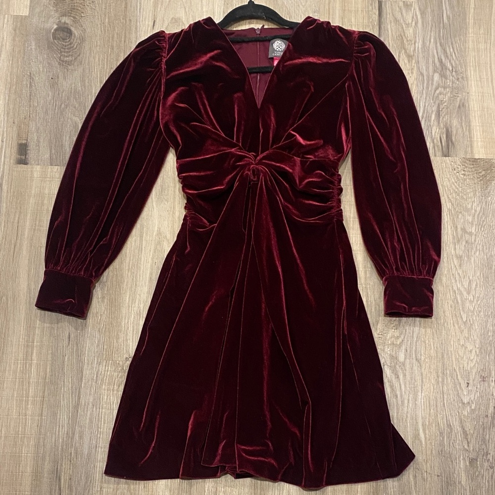 Elegant Velvet Burgundy Dress